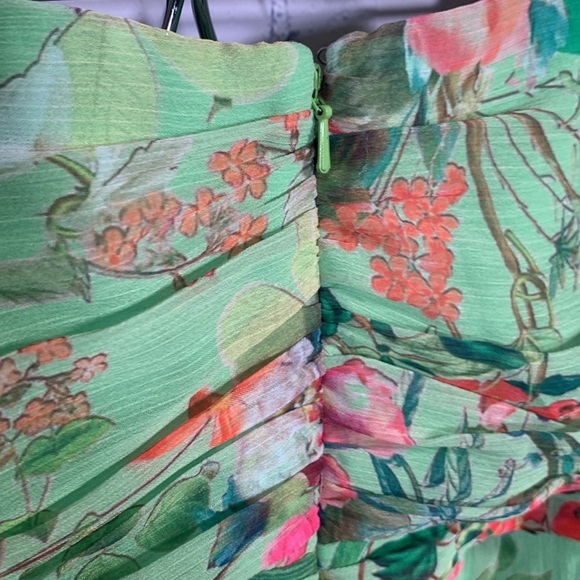 JayGodfrey Floral Romper Strapless Green Size 6 - Picture 7 of 7